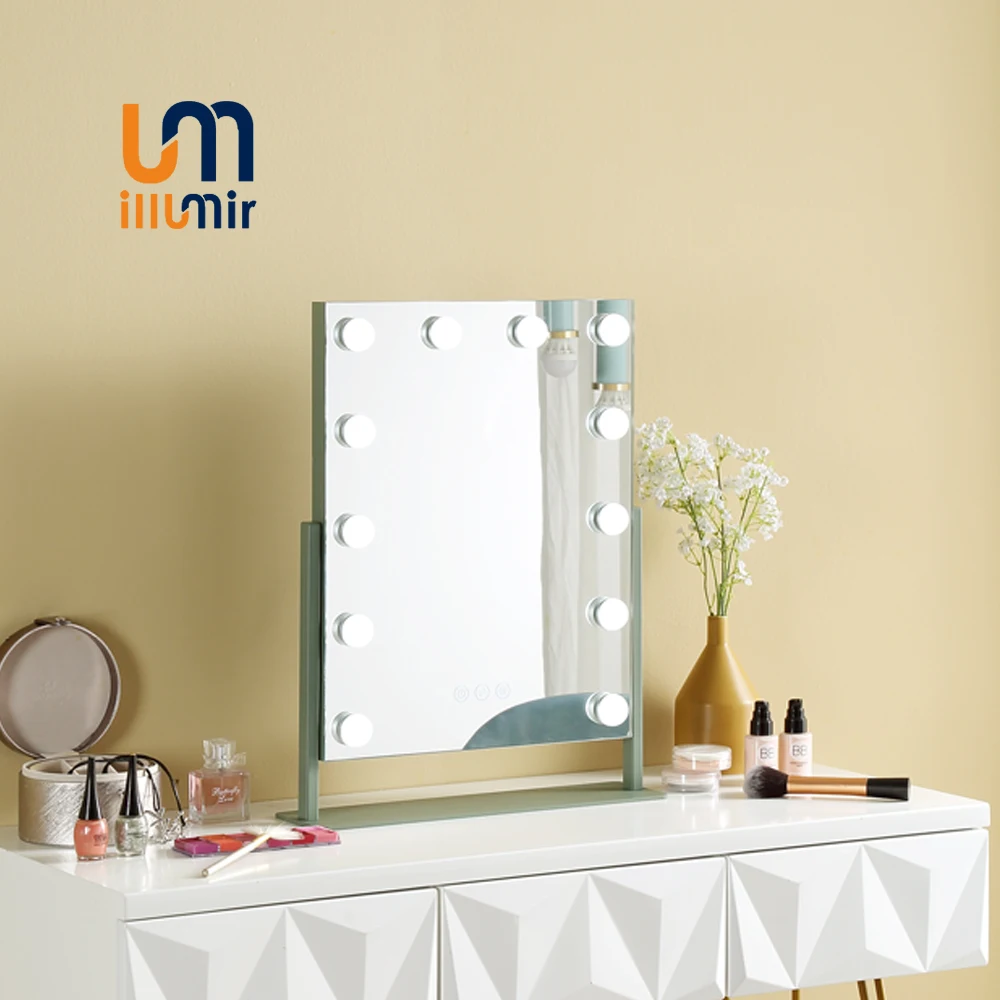 Desktop Mirror 14 LED Bulbs Lights High Quality Mode Adjustable Touch Screen Hollywood Dressing Makeup Mirror