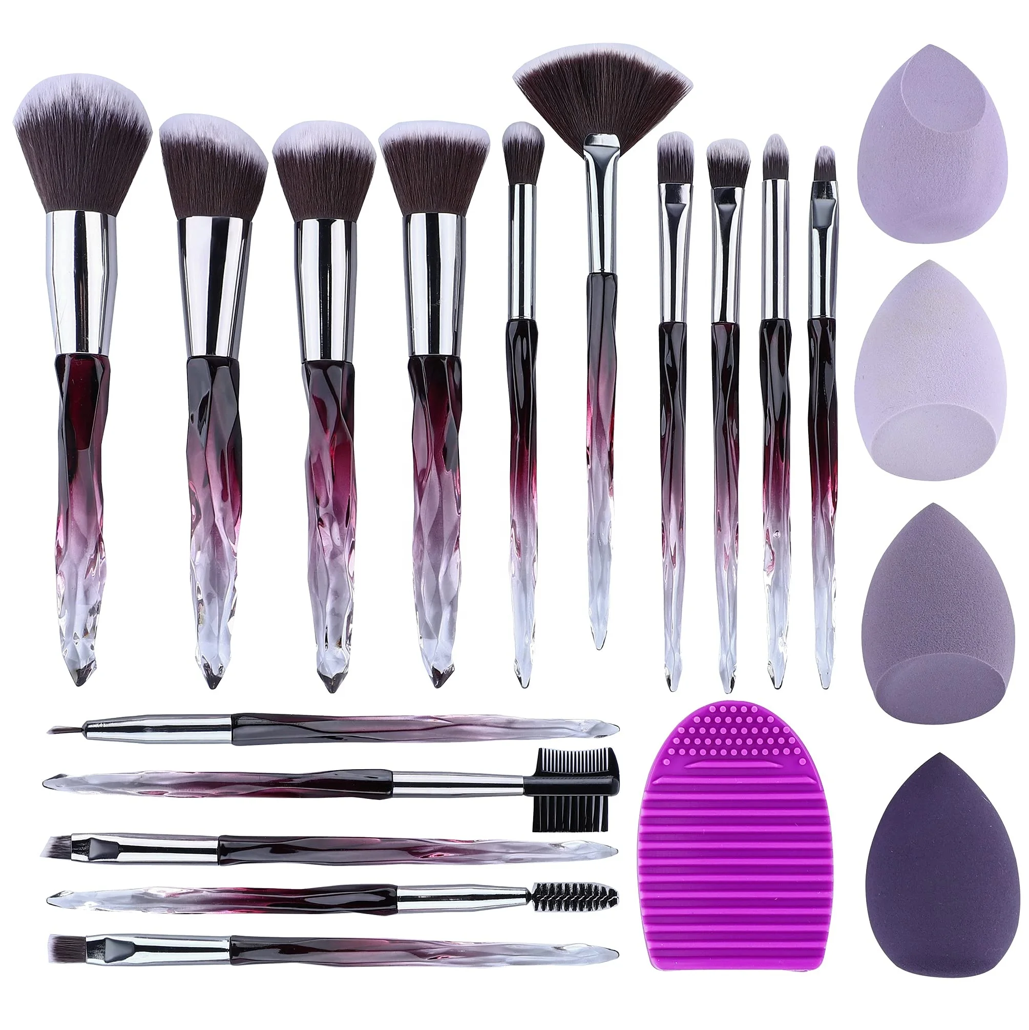 Professional Diamond Makeup Brushes Private label Powder Foundation Eye Shadow Crystal Handle 10 Pc Makeup Brush Set