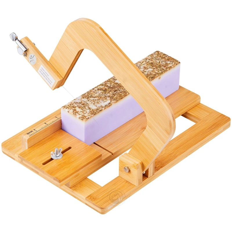 Bamboo Wooden Soap Cutter Wire Soap Cutters Adjustable Stainless Steel Cutting Tool for Handmade Soap Loaf