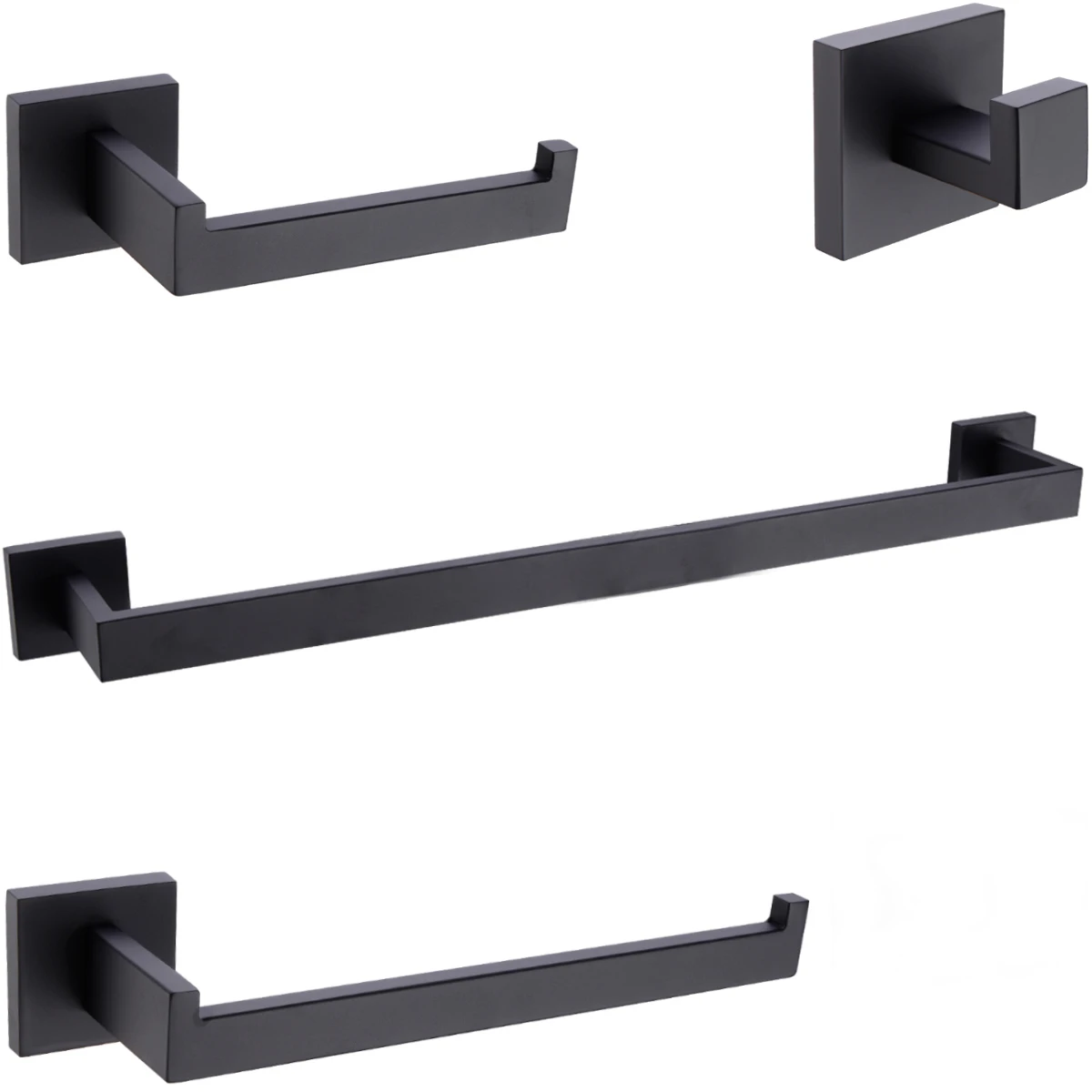 4 PCS Black Stainless Steel Paper Holder Towel Bar Gold Bathroom Hardware Set Accessories