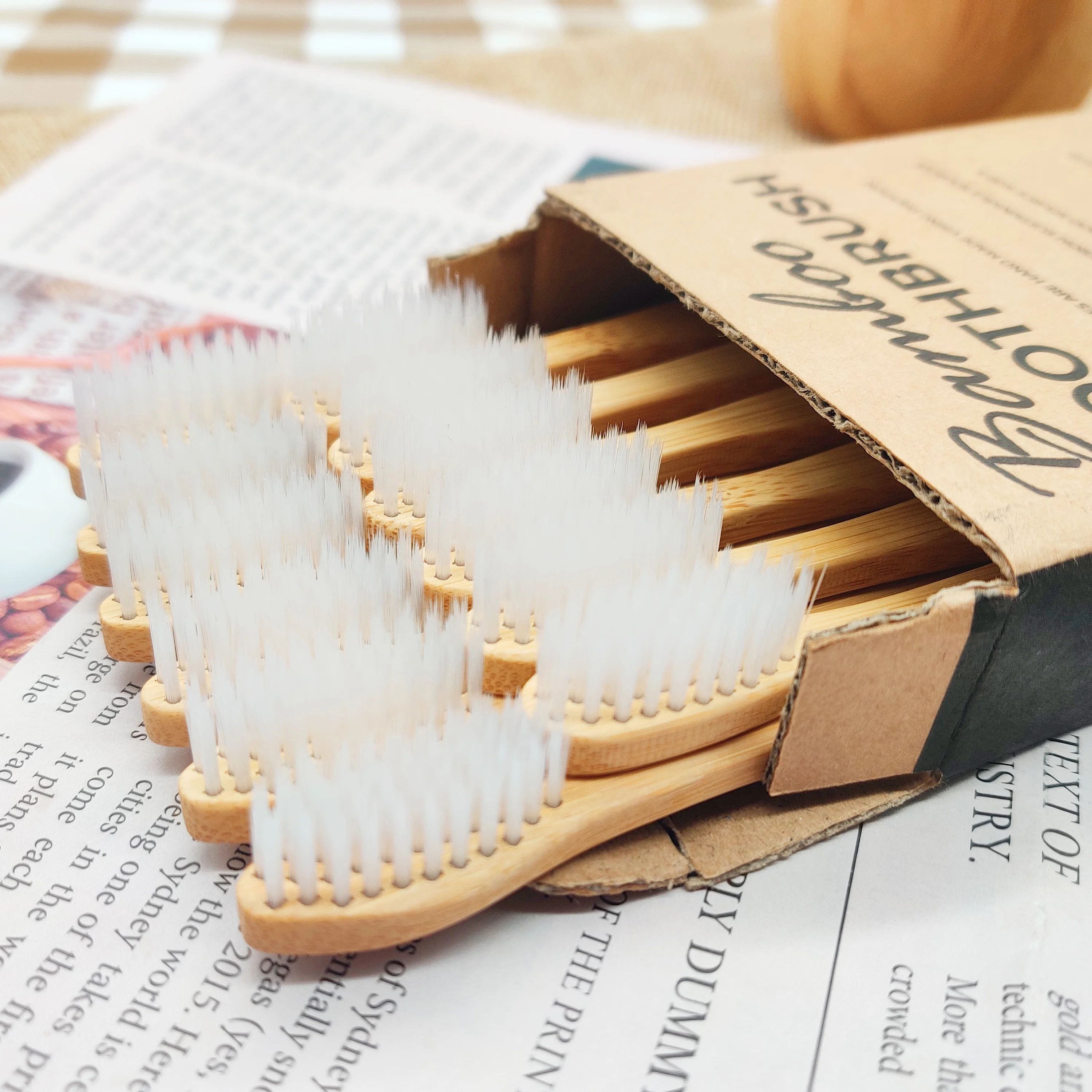 Bathroom Tools Color Bamboo Handle Toothbrush Kids