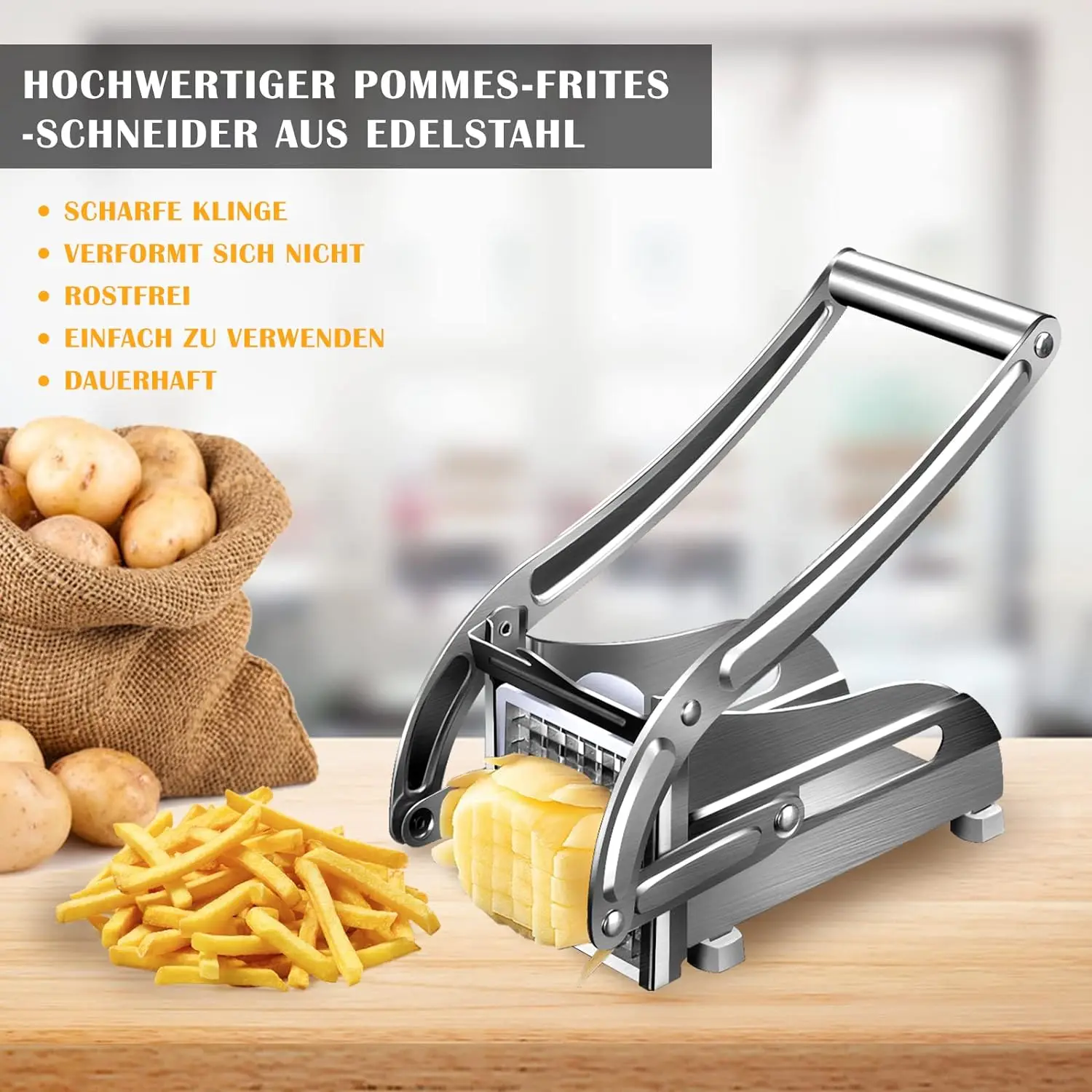 Sturdy Kitchen Gadgets Stainless Steel Vegetable Fruit Chips Slicer Manual Potato Cutter French Fries Cutter