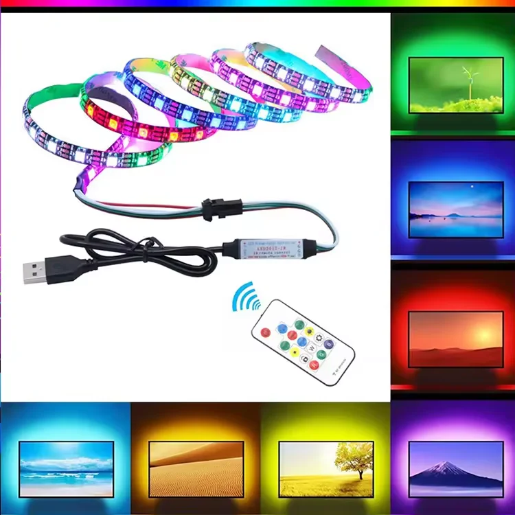Christmas Indoor Ambient Light LED Strip Decoration  RGB APP Control Smart  5M/10M 5V USB Strip Light TV 5M 10M 5V USB