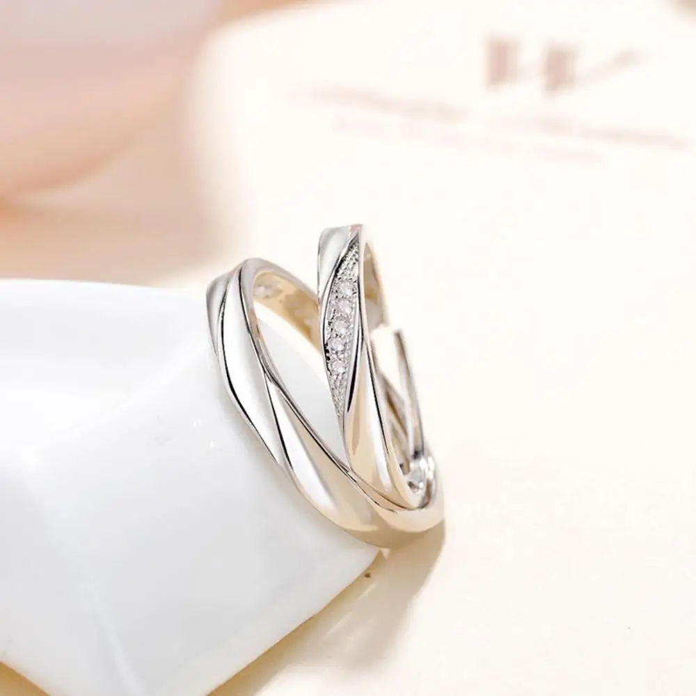 New Fashion Simple Rings 925 Silver Love Couple Rings For Trendy Couple Jewelry 2024 Wholesale