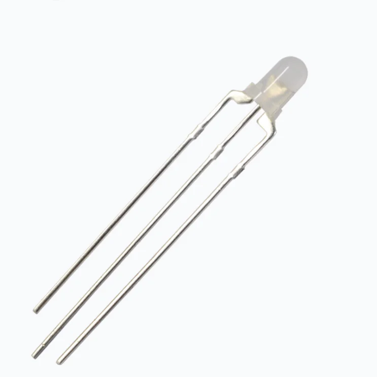 Juhong 3mm bi-color diffused dual color 3 legs led diode free sample