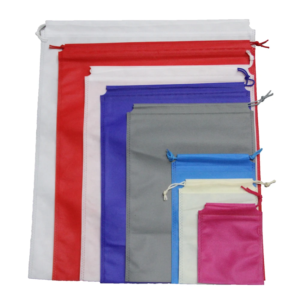 
cheap custom reusable nonwoven fabric dust shoe bag eco friendly non-woven cover storage pouch non woven drawstring bag 
