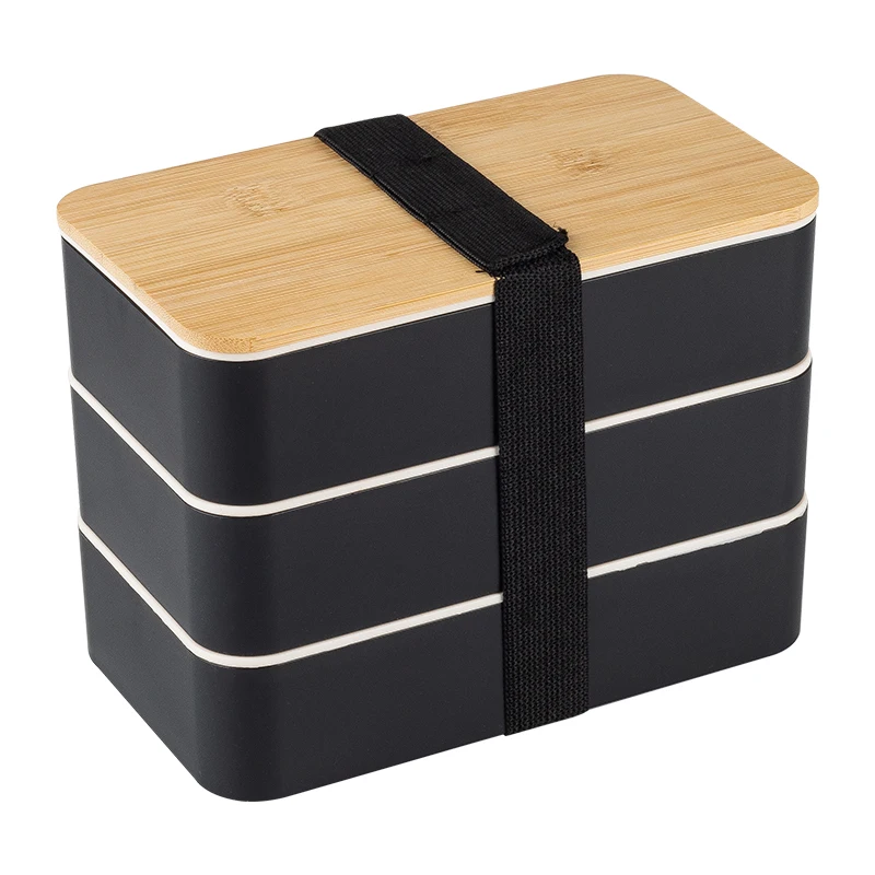Bento Lunch Box With Divider and Cutlery Lunch Containers for Kids Bamboo Fiber Double Layer Lunch Box with Bamboo Lid