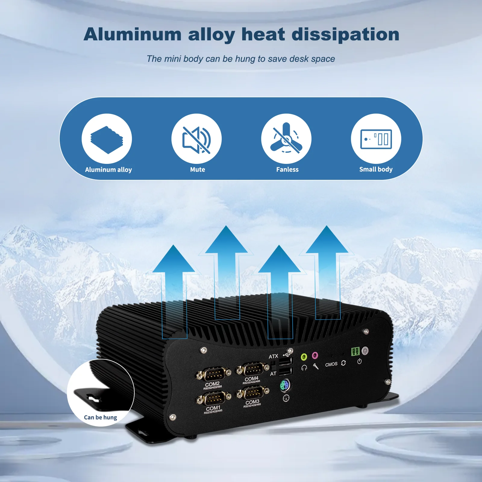 Custom Design Fanless Mini Pc I7 Quad Core Dual Lan DDR4 64GB RAM 6 USB 2 Display Industrial Computer Desktop