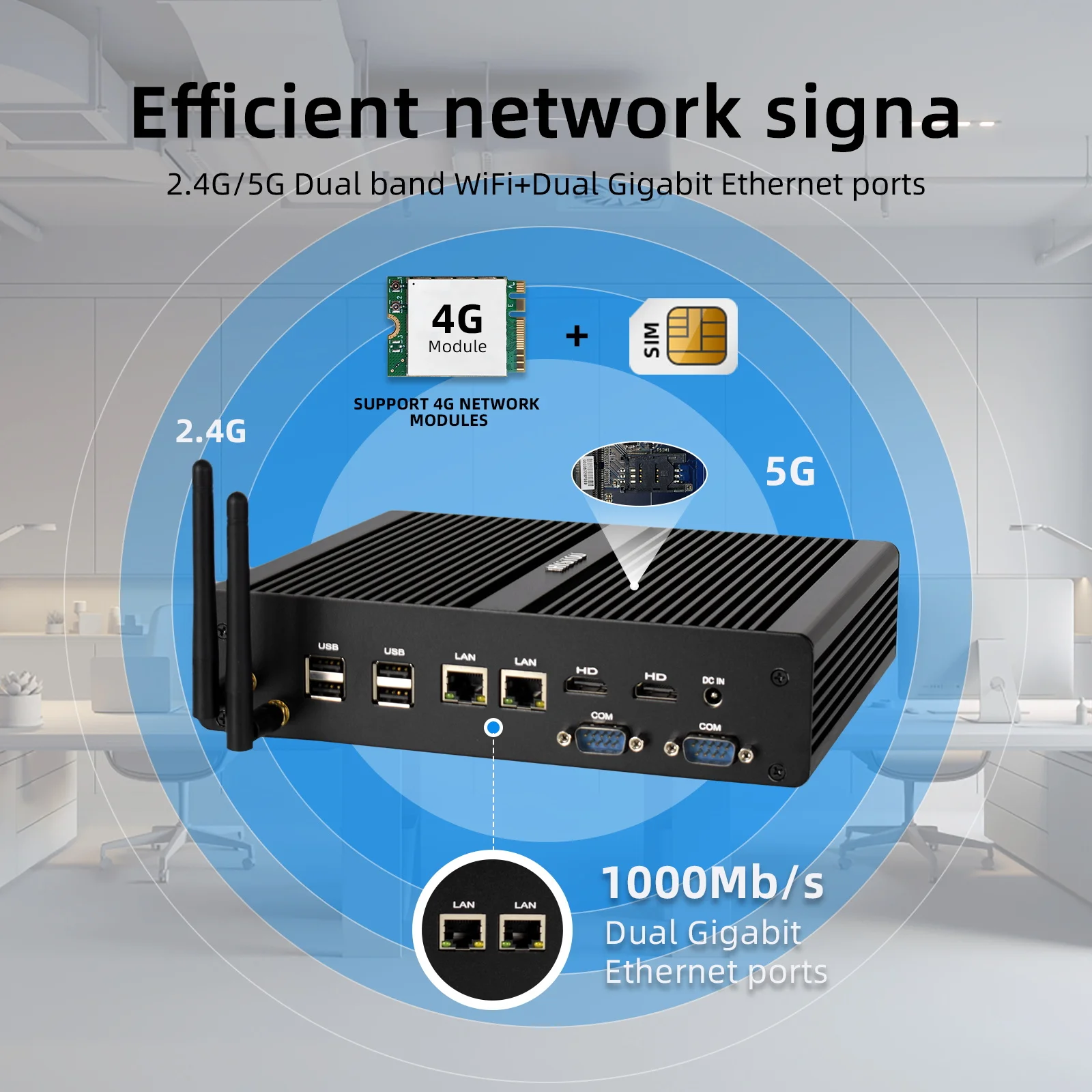 Cheap Mini Computer Fanless 2HD Display Computadora Escner Core I7 5500U Barebone Industrial PC