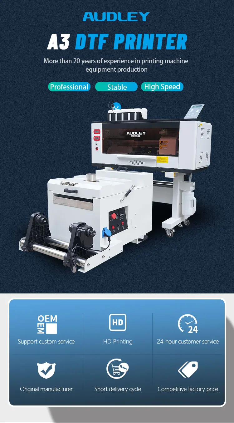 Audley S2030 Digital XP600 DTF Printer A3 Machine Automatic Clothes Printing with Dryer for Small Business Best Price in China