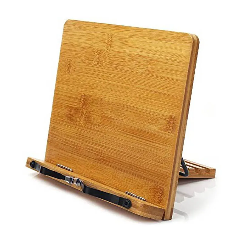 Bamboo Book Stand Large Cookbook Holder Reading Stand Music Book Laptop Tablet  Foldable Wooden Book Holder for Textbook Recipe