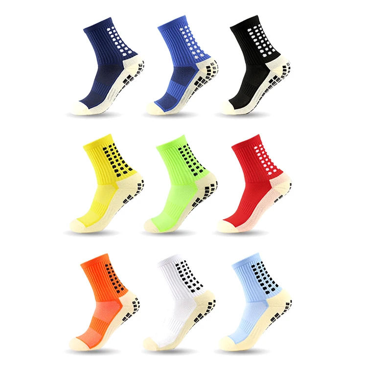 Sports sustainable colorful anti slip soccer athletic custom logo football grip socks