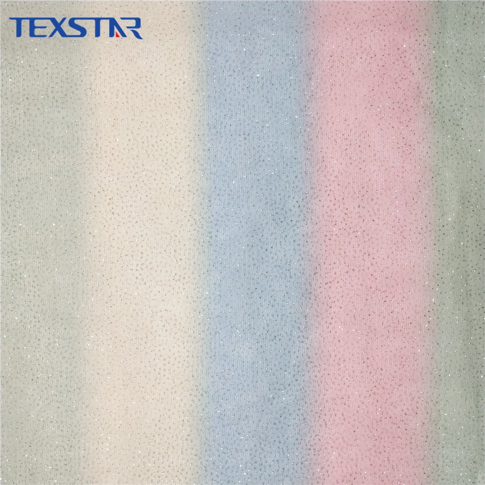 Fancy Rainbow Glitter Sequin Fabric 100% Polyester Shiny Mesh Fabric for Dress and Wedding Plain Printed Knitted Customizable