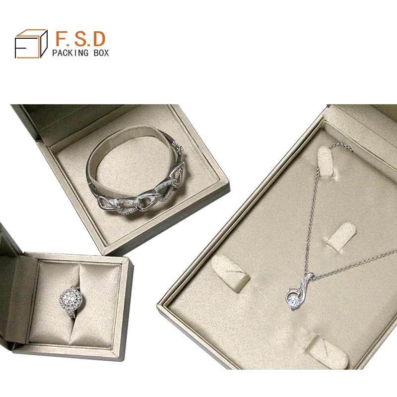 FSD Manufacturers Design Plastic Wholesale Ring Boxes Jewelry Box Pu Leather Custom Logo Jewelry Box