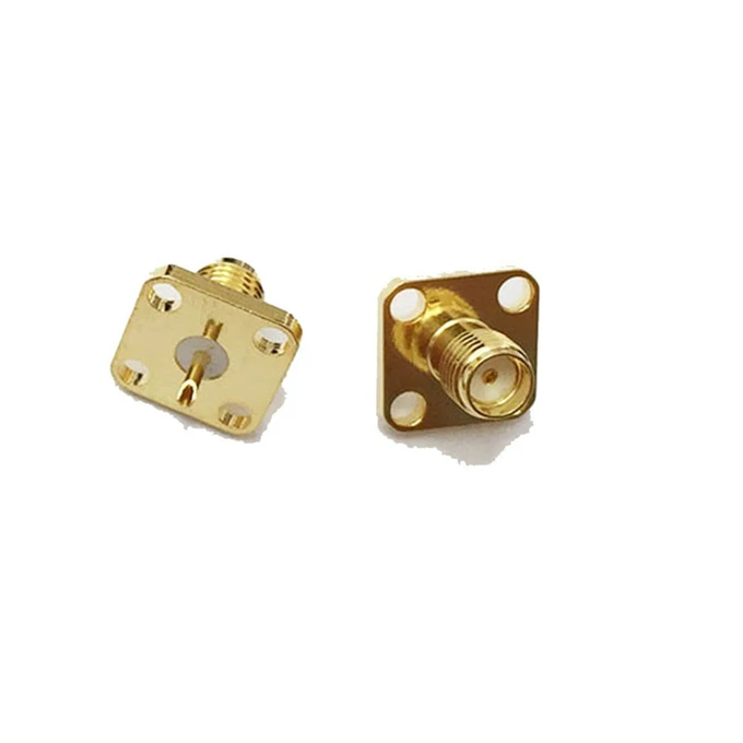 4 Hole Flange RF Coaxial 50 Ohm Solder SMA Female Connector for RG174