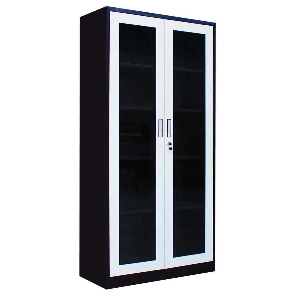 2024 Factory Direct Modern Office Furniture Steel High Filing Cabinet With 4 Tiers Glass Swing Door for Office Workstation Gym