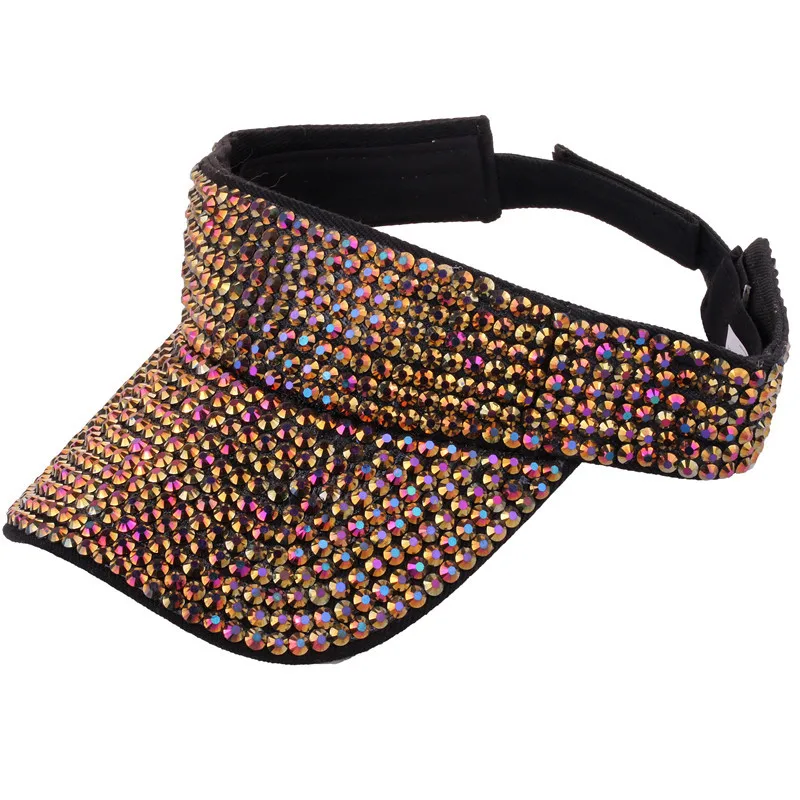 High quality rhinestone visor hat summer women sun protection visor caps