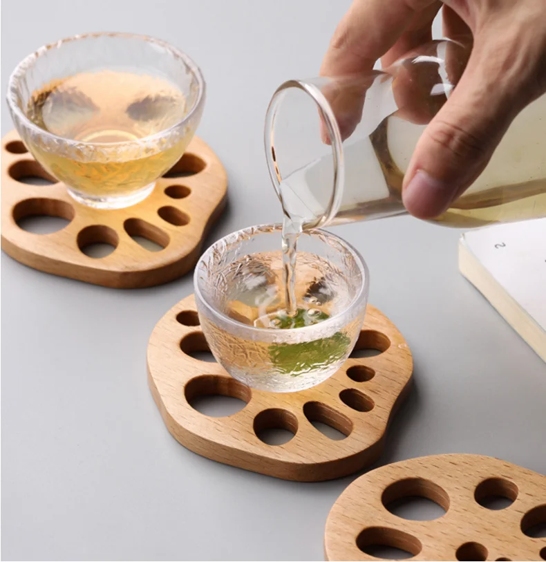 ins Nordic solid wood creative coaster, beech table hot insulation table mat