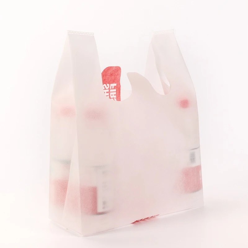 Simple design, strong bearing capacity, non-woven vest bag for supermarket shopping