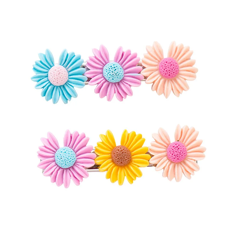 Yifan Japan and South Korea Colorful Flower Girl Heart Hairpin Small Daisy Hairpin Korean Version INS Red Small Fresh Hairpin