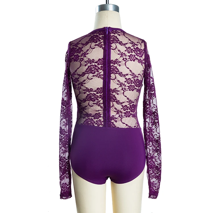 New Design girls dace wear lace leotards Ballet Training long sleeve invisible zipper Girls Dancewear