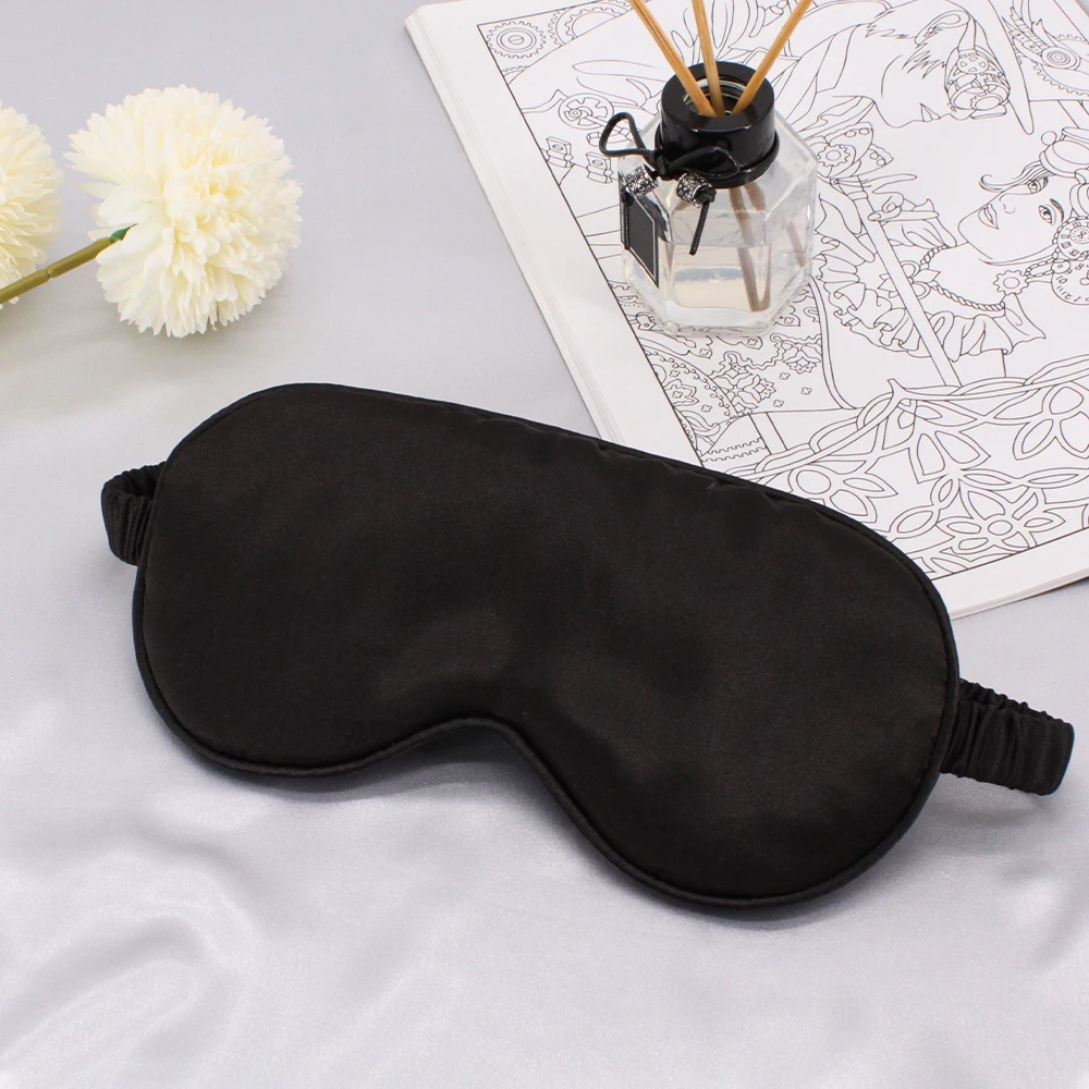 2022 new Cheap  luxury black travel soft cooling custom silky silk satin sleep eye mask