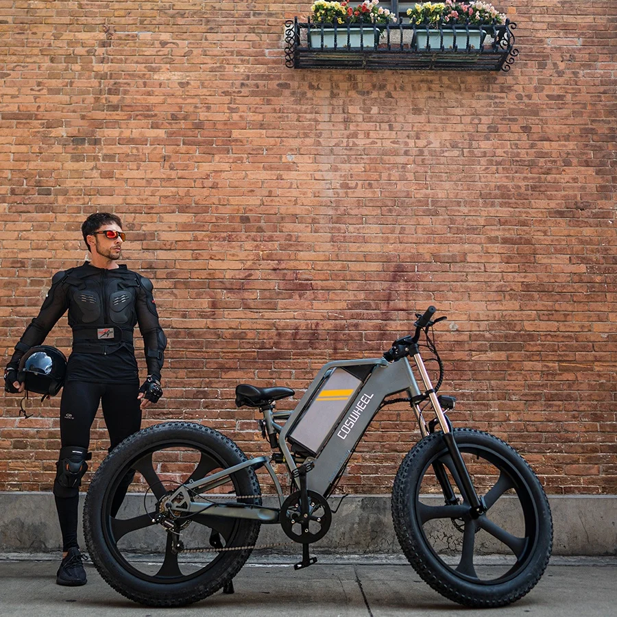 Coswheel T26 48 В 1500 Вт 31 миль в час высокоскоростной электрический велосипед с полной подвеской 26x4 дюйма толстый шинный Электрический