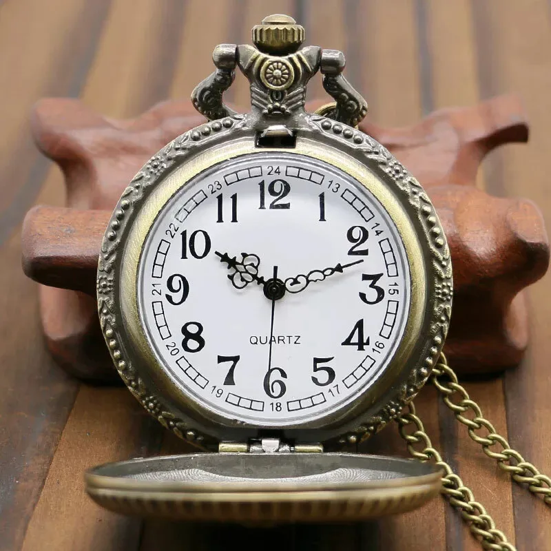 Wholesale Good Price Stainless Steel Case Quartz Movement Retro Engraved Skeleton Mechanical Masonic Pocket Watch