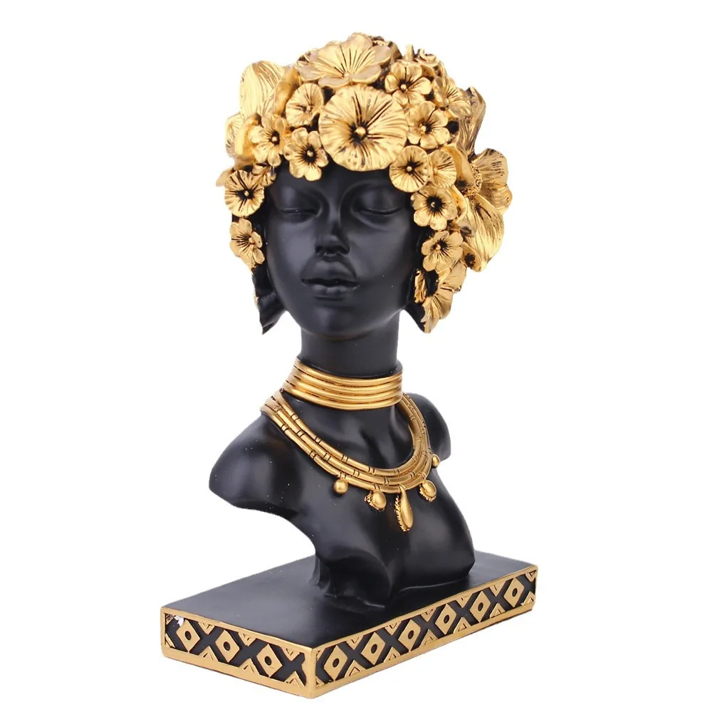 Custom Resin Art Statue Black People Sculpture Home Decoration African Women