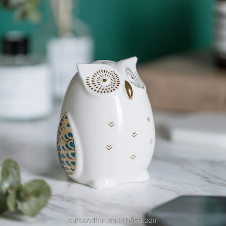 Ceramic Little Ornaments Owl Squirrel Cat Home Decor Table Decorative Ornaments Porcelain