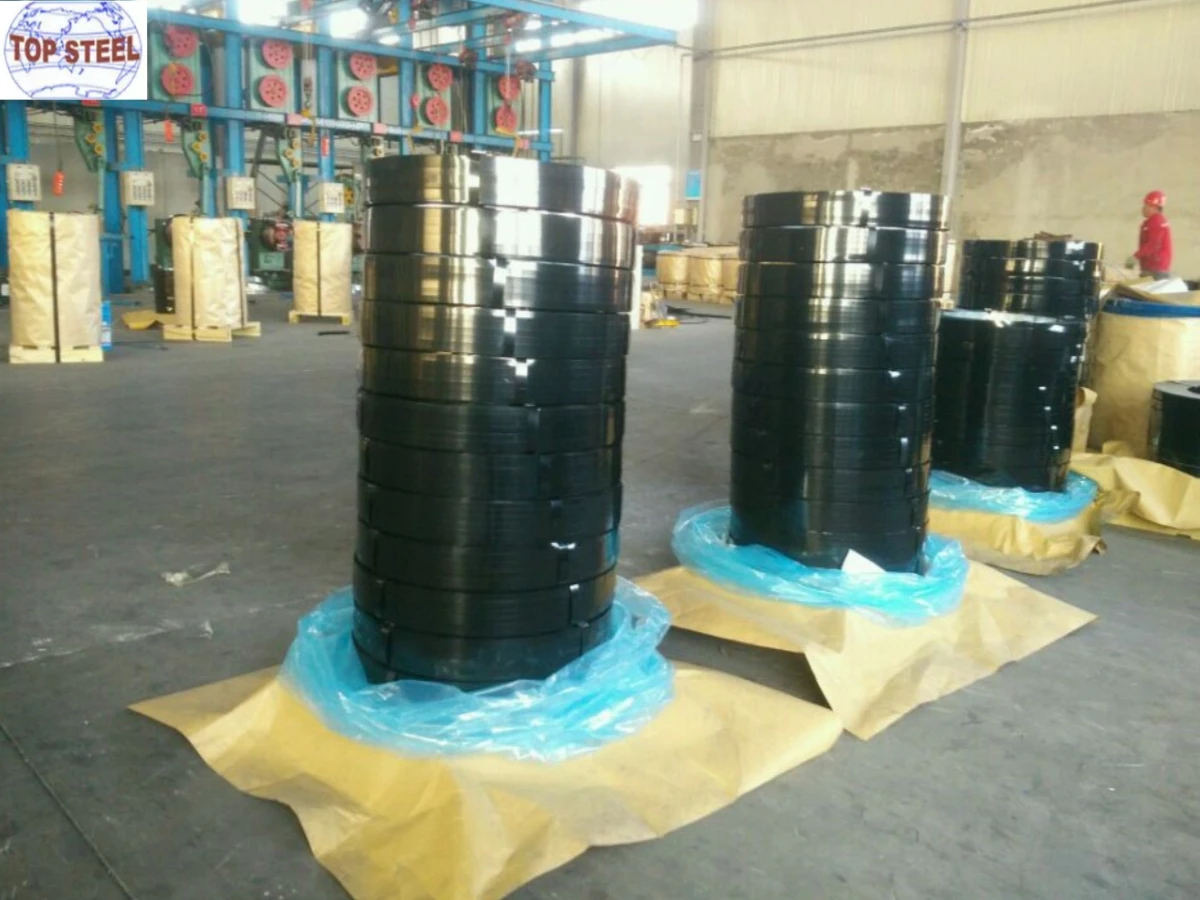 16mm 19 mm  22mm  25mm 32mm 38mm q235  black carbon steel strap band coated packaging 32mm x 0.8mm price per kg