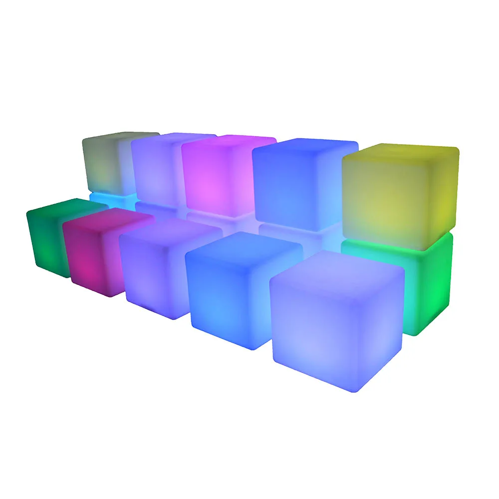 hot sale portable chair illuminated bar furniture plastic cube chair with led lighting