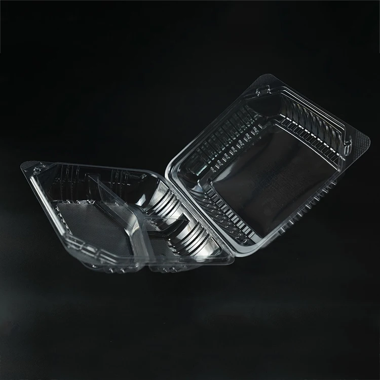 Food Grade Plastic BOPS Lunch Box Catering Take Out 3 Compartment Bento Food Containers