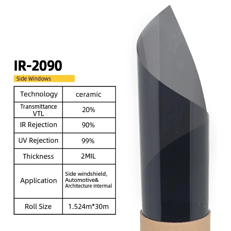 IR0590 Dark Black 5%VLT Nano Ceramic Window Tint Film 1.52*30m Heat insulation  Auto Nano Ceramic Solar Tint For Car &Buildings