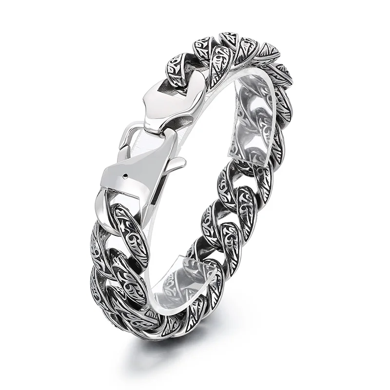 KALEN 2019 Wholesale 316L Steel Punk Curb Link Chain Male Bracelet