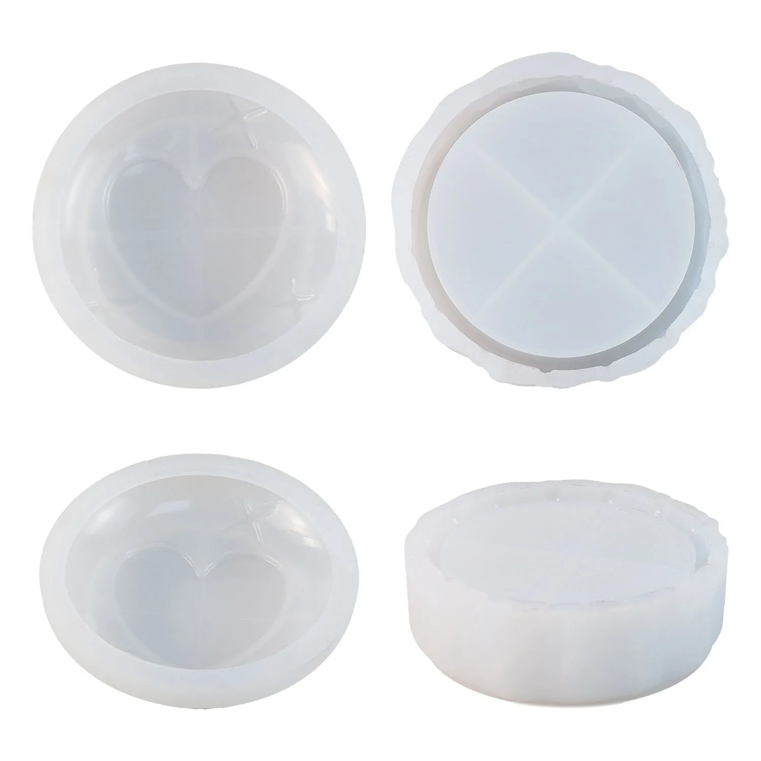 KK172  Riser Heart Cake Shape Crystal Epoxy Resin Jewelry Storage Boxes Candle Jars Cement Plaster Resin Crafts Silicone Mold