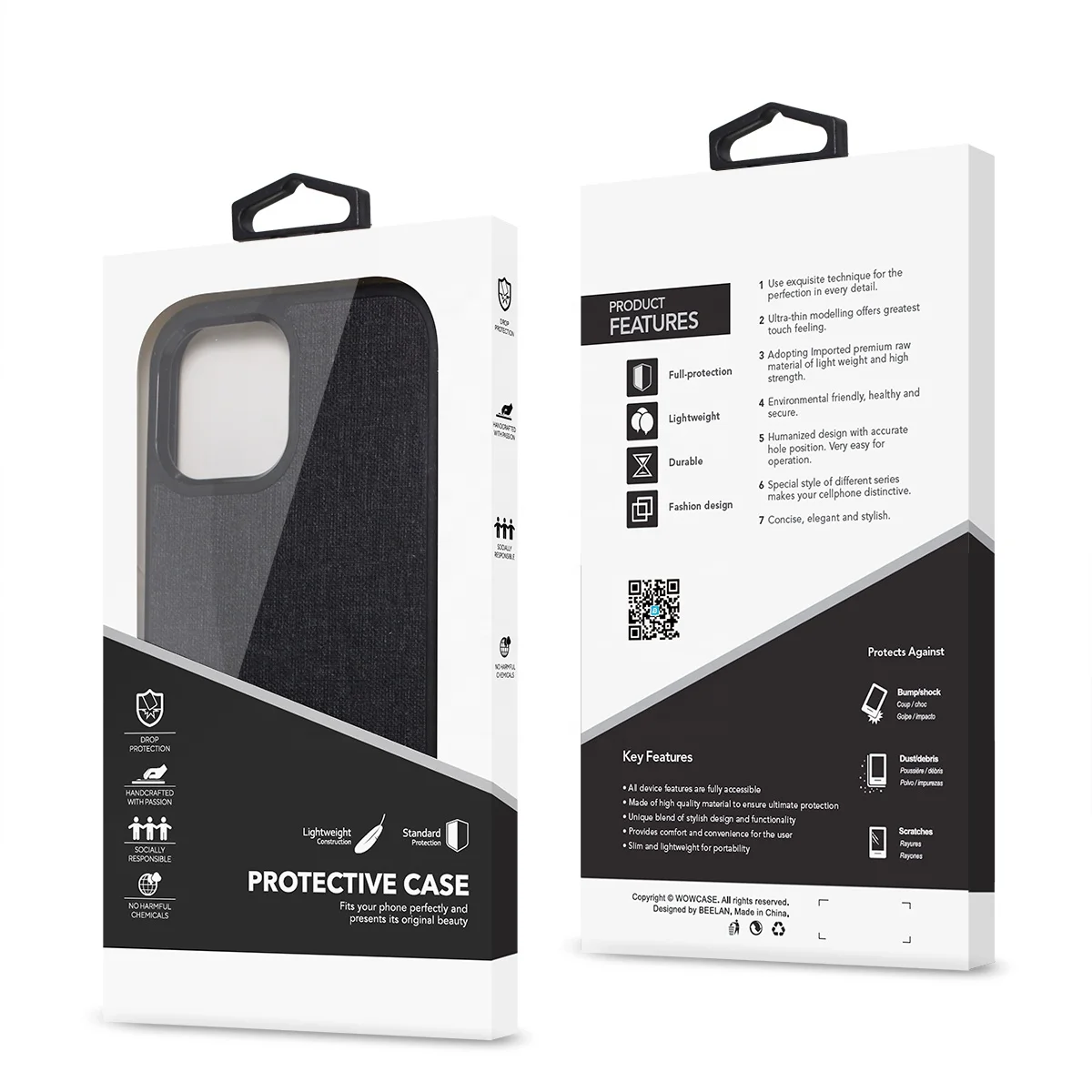 WOWCASE Customized Printed Blister Retail Plastic Mobile Cell Phone Smartphone Cellphone Case Packaging Box For iPhone Case