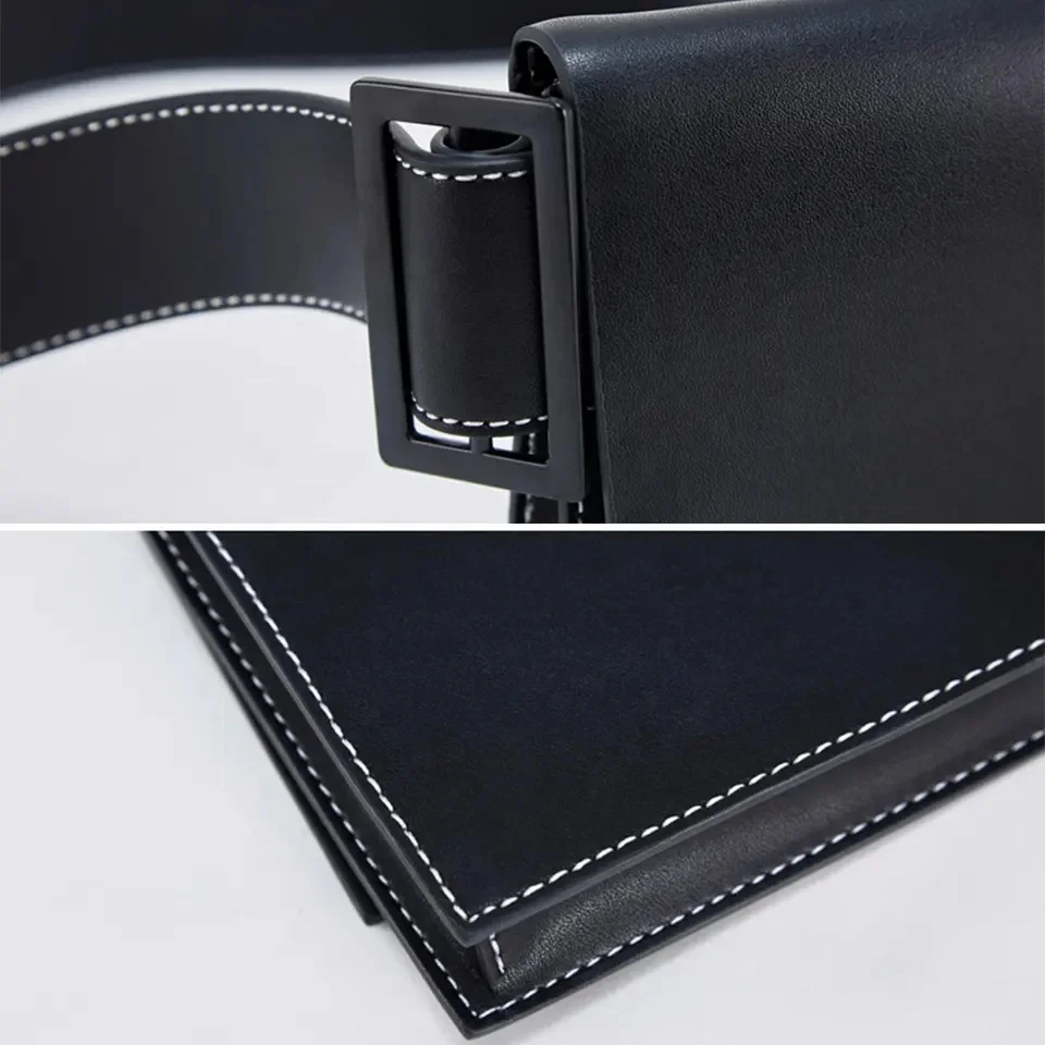 Custom Logo Leather Black Fashion Mens Small Harness Chest Pack Crossbody Leather Shoulder Wallet Bag Man