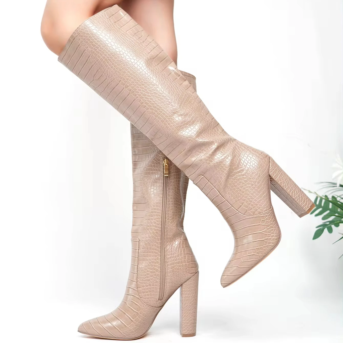 White Women Platform High Boots Fashion Zipper Point Toe Long Boots Ladies Sexy High Heel Thigh Boots Women Shoes