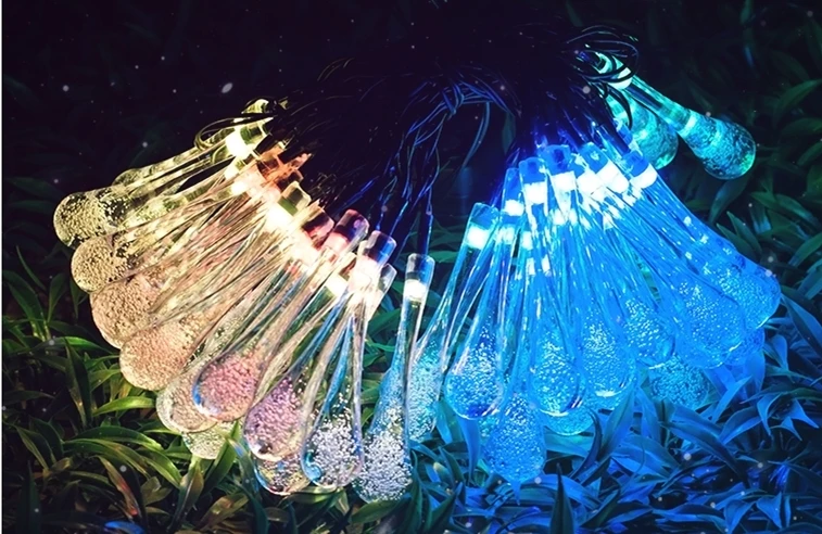 Osiden waterdrop led solar string lights 5M20led  outdoor house lighting rain drop waterproof IP44 decorative lights Christmas