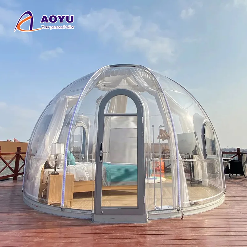 tiny eco igloo dome glass see through tent build house prefab transparent bubble room newest hotel for sale