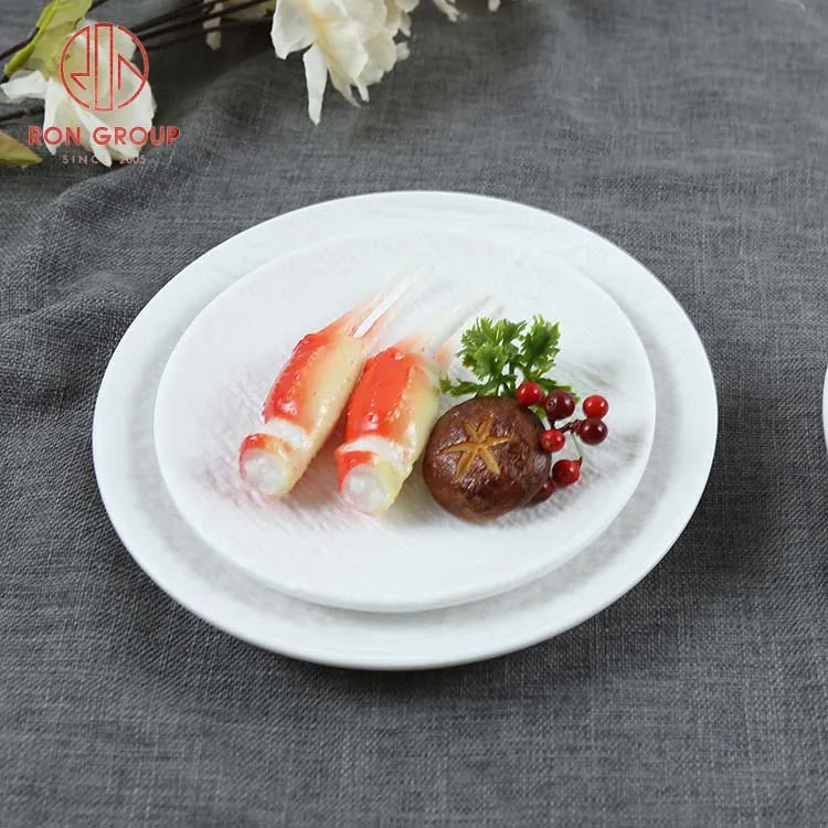 Steak Dessert Plates Dinnerware Round Melamine Plates Kitchen Plastic Restaurant Matte Black White 7 9 11inch Modem Modern 5-10