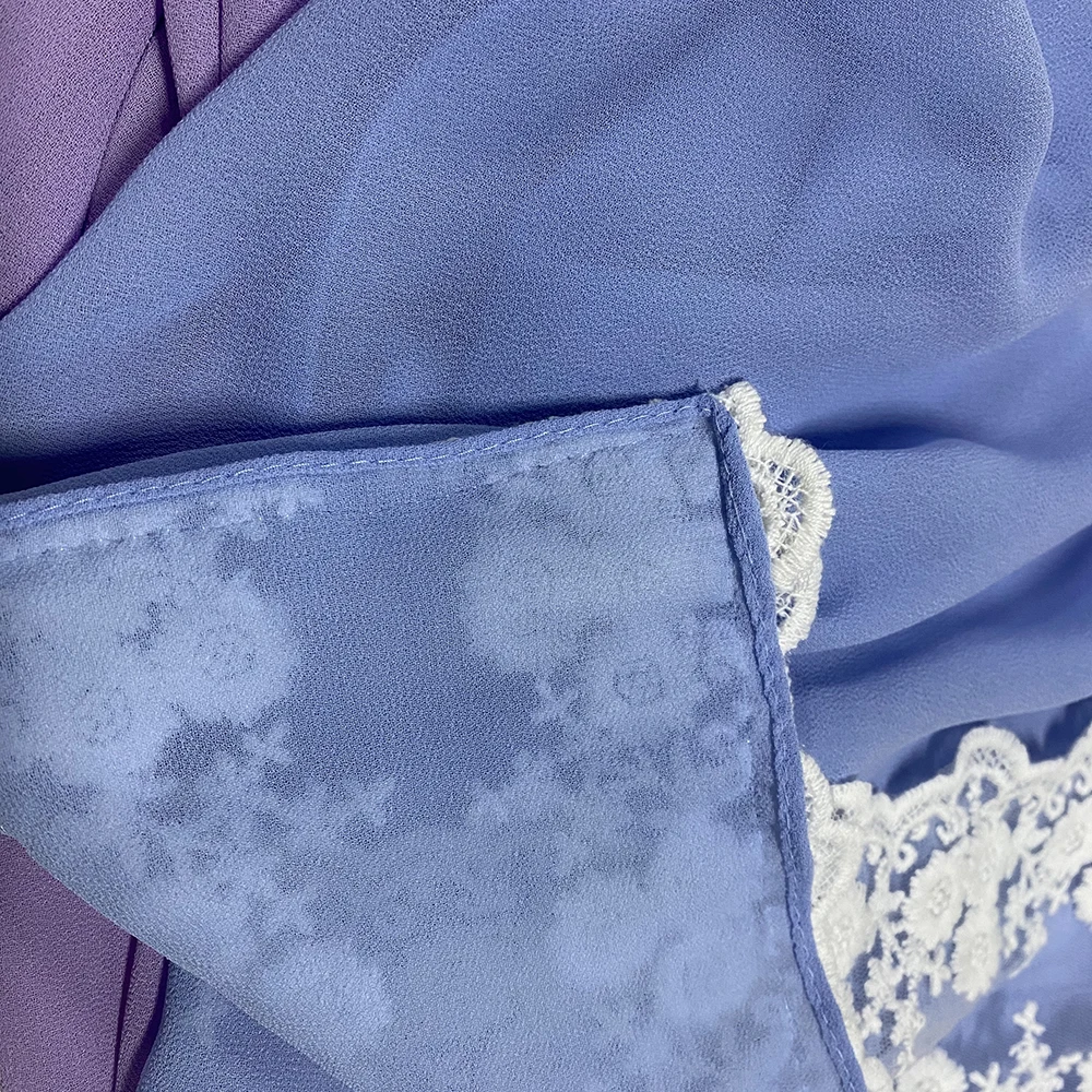2022 Trendy Women Embroidered Lace Hijab Stitching Chiffon Scarf Hijabs Long Size White Lace Elegant Shawls Wrap Foulard