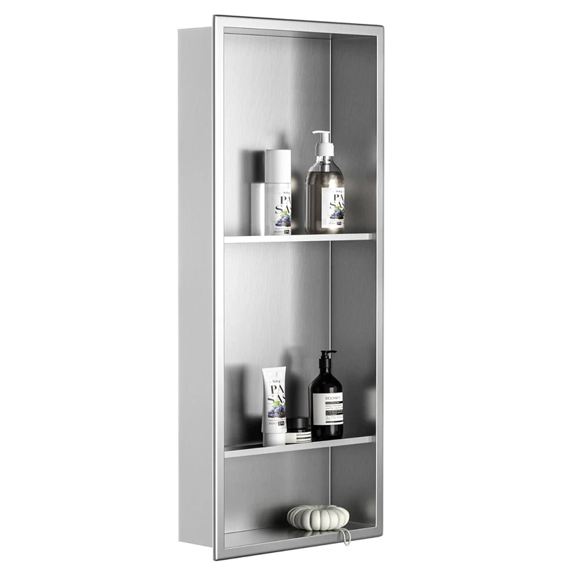 Factory Tile Over Shower Wall Panels Perfume Bottle Stainless Bath Niche Fragrance Concept 30Ml With Glass Shelves For Shower