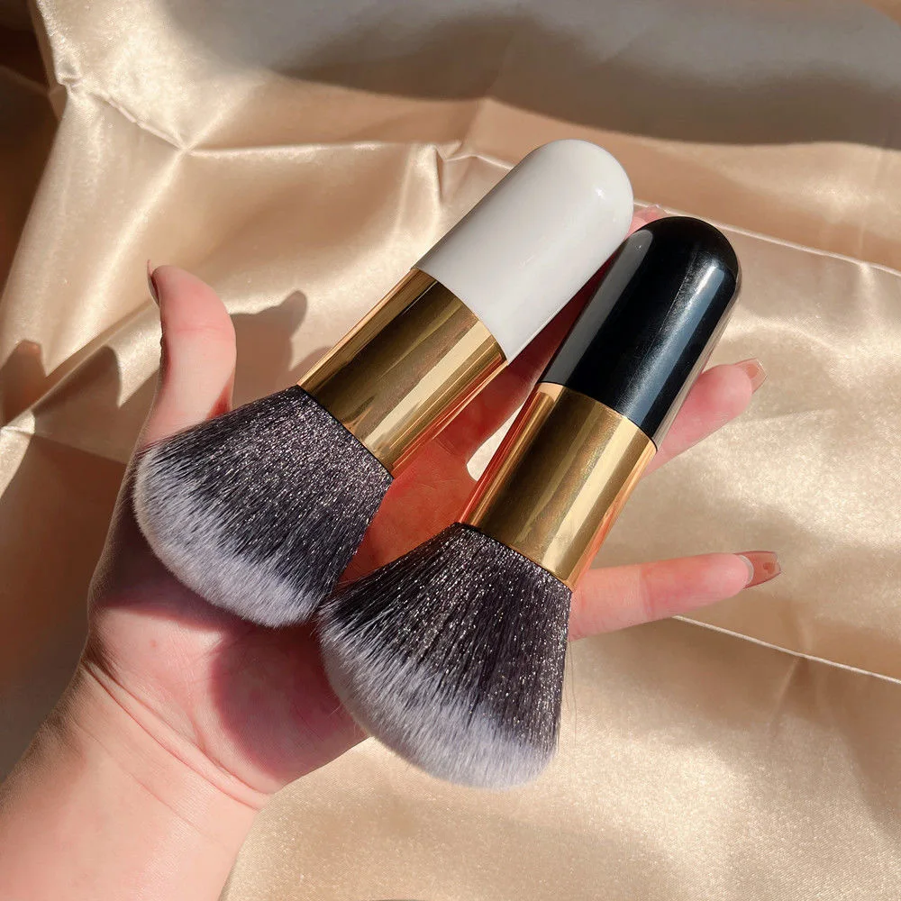 Custom Logo Low MOQ Big Large Powder Makeup Brush Soft Synthetic Hair Beauty Body Foundation Black Makeup Brush