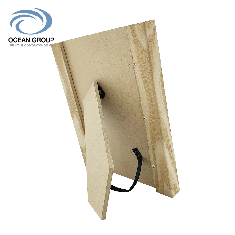 Natural Style Photo Frame Make Up Mirror Wood Framed Tabletop Mirror