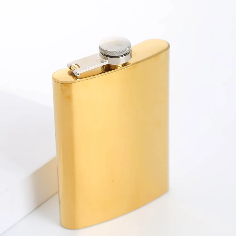 Factory 8oz stainless steel portable golden color wine liquor flask plating colorful wine hip flask