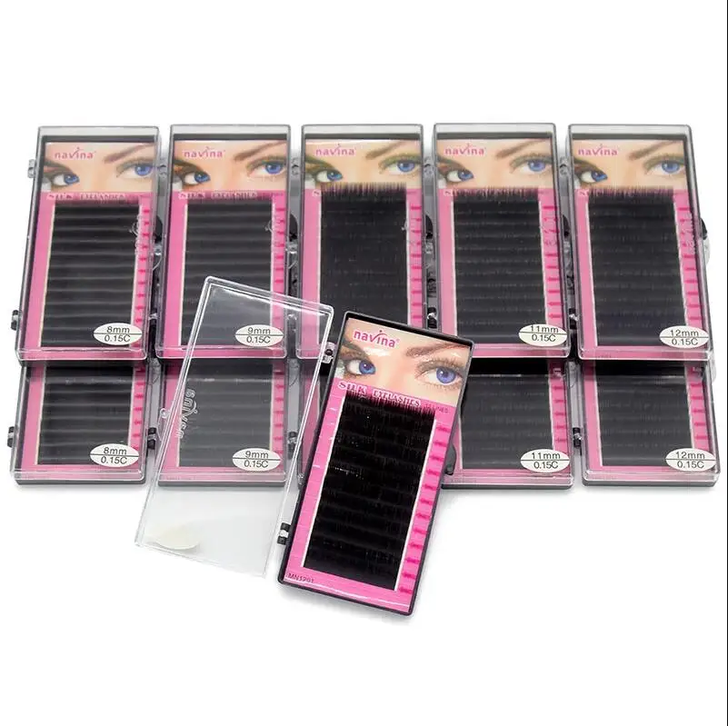 Navina Natural Long Black Faux Mink Eyelashes Individual Eyelash Extension Eye Lashes Soft False Fake Grafting TOP Cilias Cilios