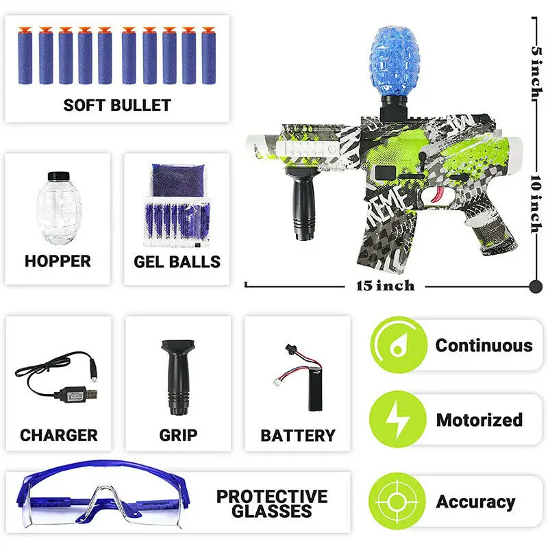 2 In 1 Electric Gel Ball Blaster Foam Bullets Water Toy Guns Rifle Airsoft Pistol Handgun Outdoor Shooting CS Game for Boy