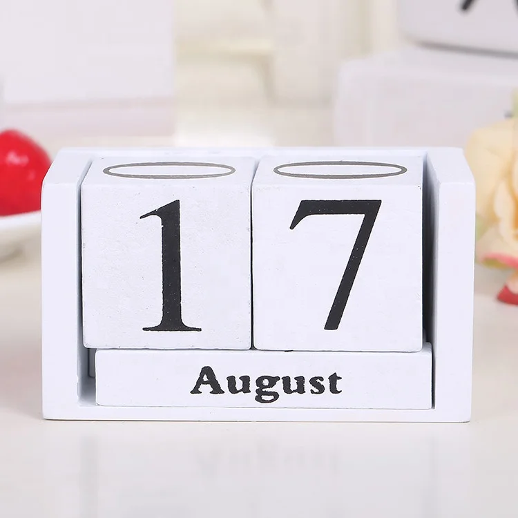 Wooden Advent Calendar Calendar Box Wooden Desktop Perpetual Wooden Block Calendar